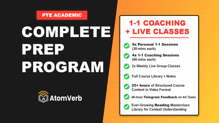 Complete Prep Program 1-1 Coaching PTE Academic