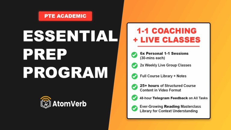 Essential Prep Program for PTE Academic 1-1 Coaching