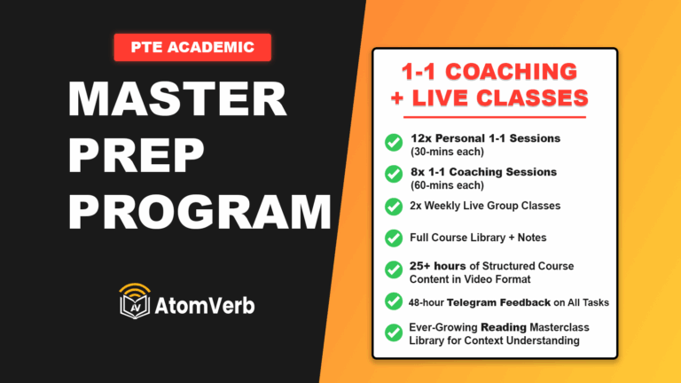 Master Prep Program 1-1 Classes PTE Academic
