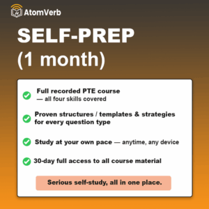 Self-Prep PTE course by AtomVerb Classes — full recorded video course and notes covering all four PTE skills for self-paced study